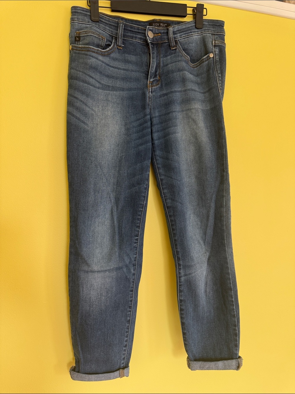 Judy Blue Washed Mid Blue Boyfriend Jeans